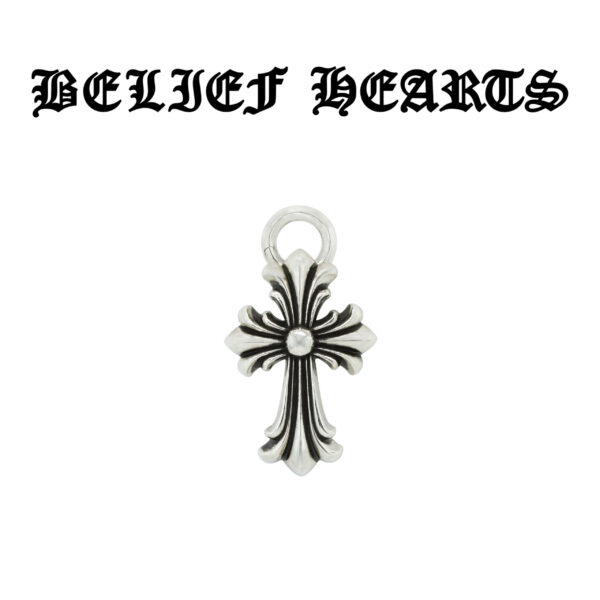 [Classic]Antique 925 Sterling Silver Dual Floral Cross Pendant Necklace | Gothic Revival Style with Double Jump Ring Chain - Image 2