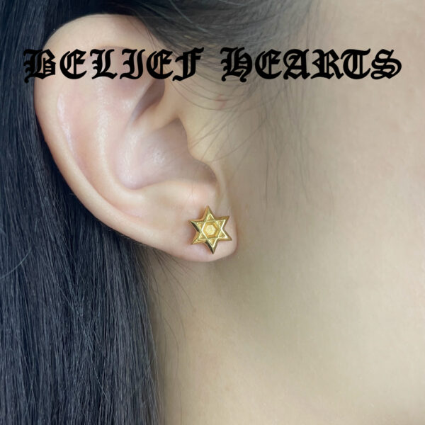 Sparkling Hexagram Moissanite Stud Earrings in 22K Gold Plated 925 Sterling Silver | Luxurious Geometric Jewelry - Image 2