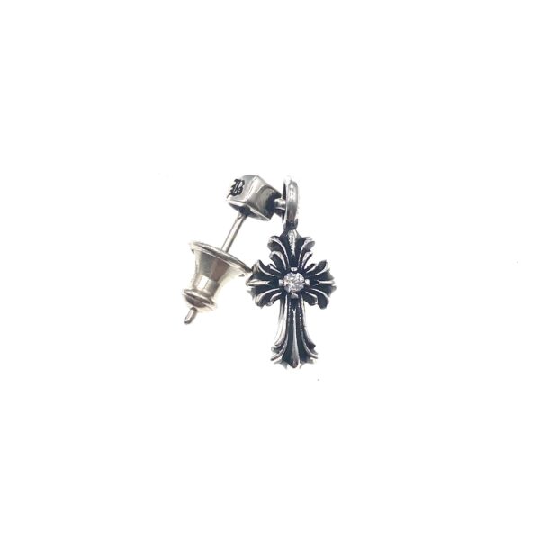 Gothic Cross Moissanite Earring with Cone Cap Accent – 925 Sterling Silver - Image 3