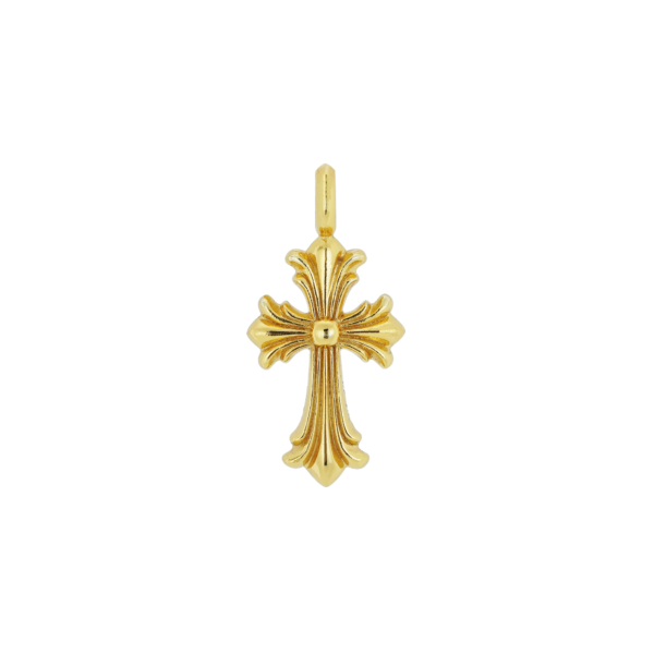 [Classic]925 Sterling Silver 22K Gold Plated Double Floral Cross Pendant - Gothic Bohemian Style Stone-Free Minimalist Jewelry
