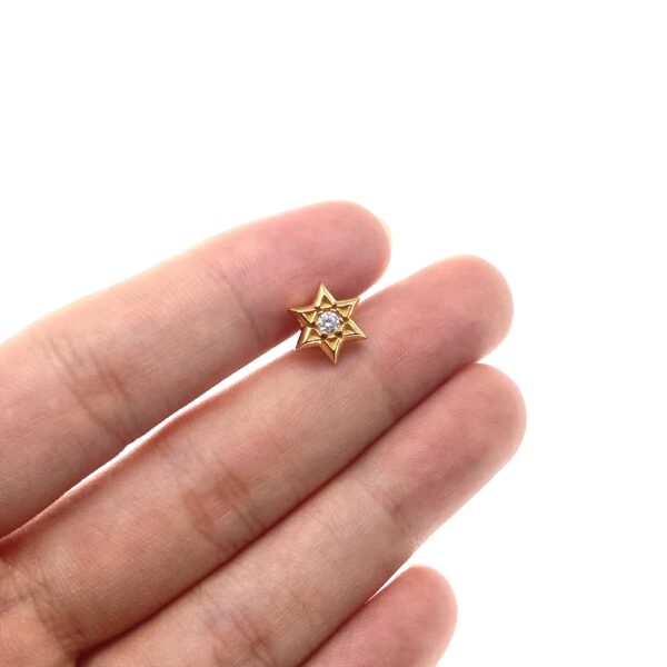 Sparkling Hexagram Moissanite Stud Earrings in 22K Gold Plated 925 Sterling Silver | Luxurious Geometric Jewelry - Image 3