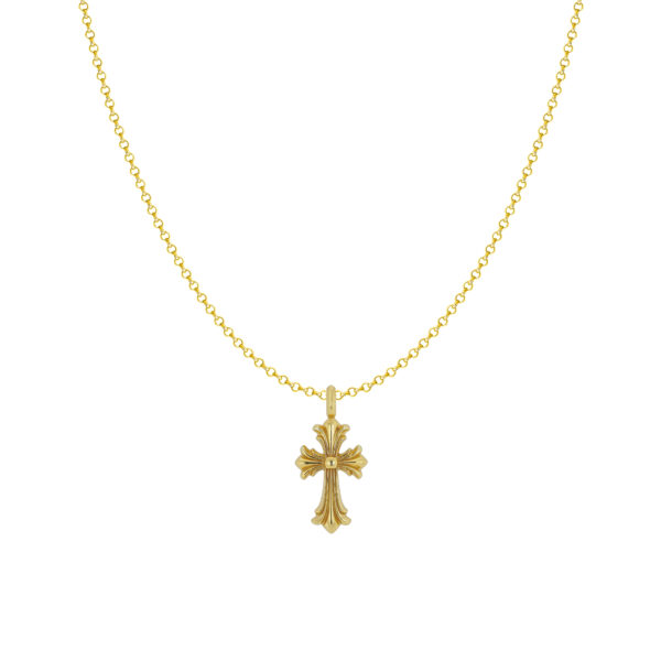 [Classic]925 Sterling Silver 22K Gold Plated Double Floral Cross Pendant - Gothic Bohemian Style Stone-Free Minimalist Jewelry - Image 2