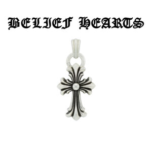 [Classic]Antique 925 Sterling Silver Dual Floral Cross Pendant Necklace | Gothic Revival Style with Double Jump Ring Chain
