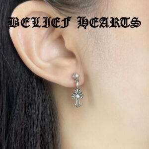 Gothic Cross Moissanite Earring with Cone Cap Accent – 925 Sterling Silver