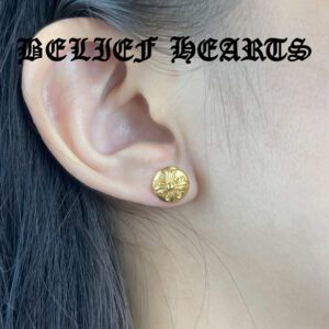 Round Gothic Cross Floral Medallion Earrings – 925 Gold Plated Sterling Silver with Medieval Boho Motif