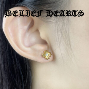 Baroque Gothic Mini Cross Earrings – Moissanite & Engraved Gold Plated 925 Silver