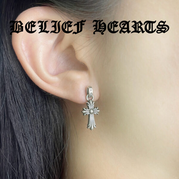 Hand-Set Mini Gothic Cross Earrings | Moissanite Faith-Inspired Jewelry with Vintage Detailing 925 Sterling Silver - Image 2
