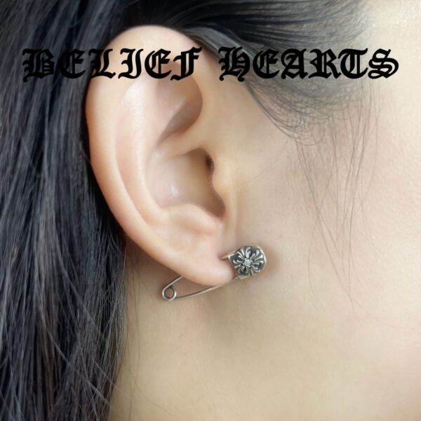 Minimalist Iris Cross Stud Earrings in 925 Sterling Silver | Dual Floral Motif Jewelry for Subtle Gothic Symbolism - Image 3