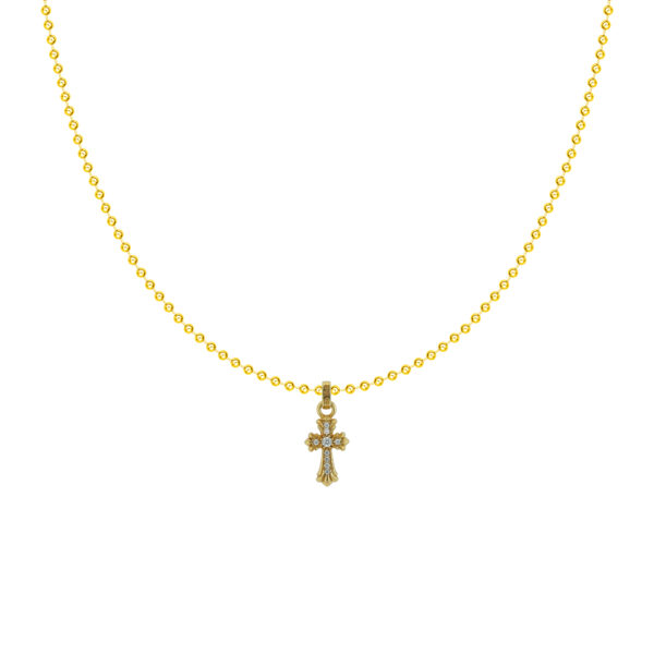 [Petite]Gothic Petite Cross Necklace - 22K Gold Plated 925 Sterling Silver with Hand-Set Moissanite |Miniature Jewelry - Image 3