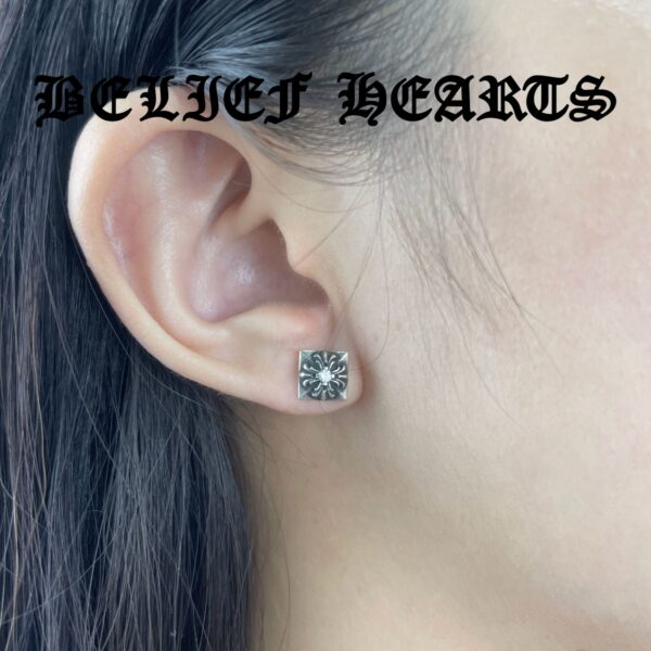 Geometric Square Cross Hand-Set Moissanite Stud Earrings | 925 Sterling Silver Artisan Craftsmanship - Image 3