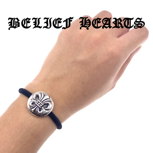 Gothic Medieval Adjustable Elastic Cord Bracelet & Headband | Iris Flower Cross 925 Sterling Silver Ornament Vintage Jewelry - Image 2