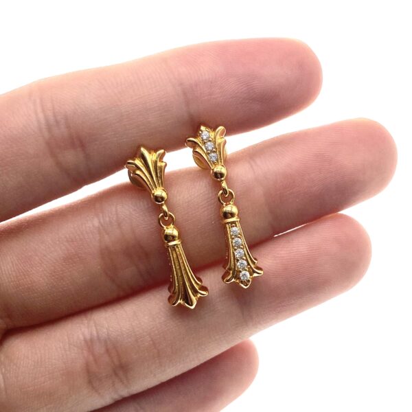 "Vintage Boho Floral Drop Earrings | 925 Gold-Plated Sterling Silver with Moissanite, Everyday Stackable Jewelry" - Image 3