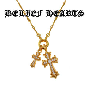 Gothic Boho Gold-Plated Pendant Necklace | Hand-Set Moissanite in 925 Silver & 22K Gold