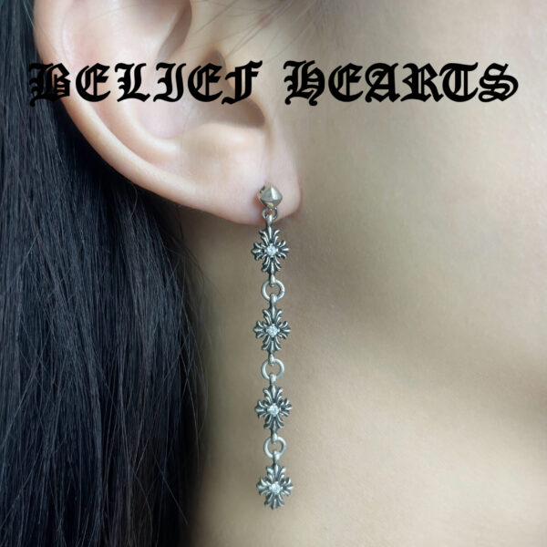 Street Goth Y2K Adjustable Earrings in 925 Sterling Silver | Multi-Layer Chain Cross Jewelry with Edgy Urban Aesthetic - Image 5