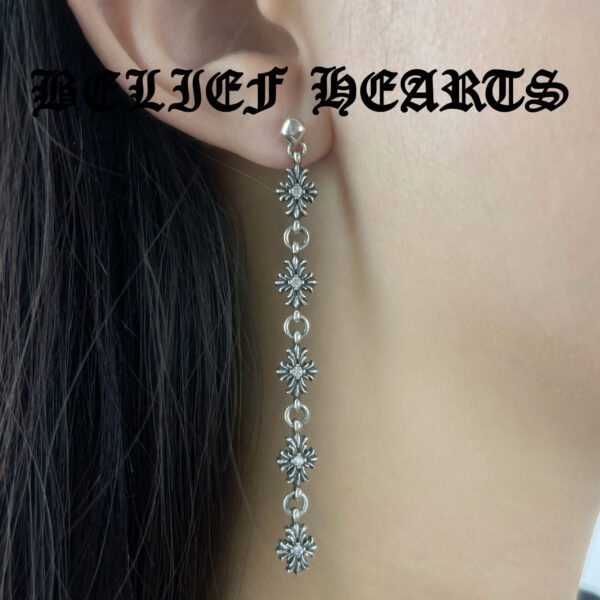Street Goth Y2K Adjustable Earrings in 925 Sterling Silver | Multi-Layer Chain Cross Jewelry with Edgy Urban Aesthetic - Image 7