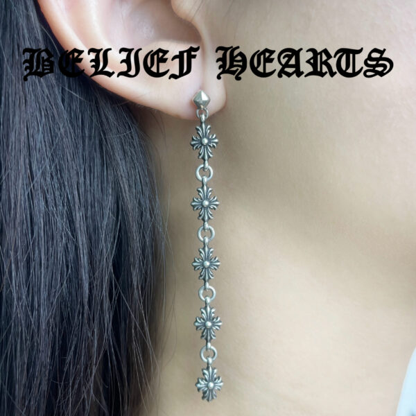 Street Goth Y2K Adjustable Earrings in 925 Sterling Silver | Multi-Layer Chain Cross Jewelry with Edgy Urban Aesthetic - Image 6