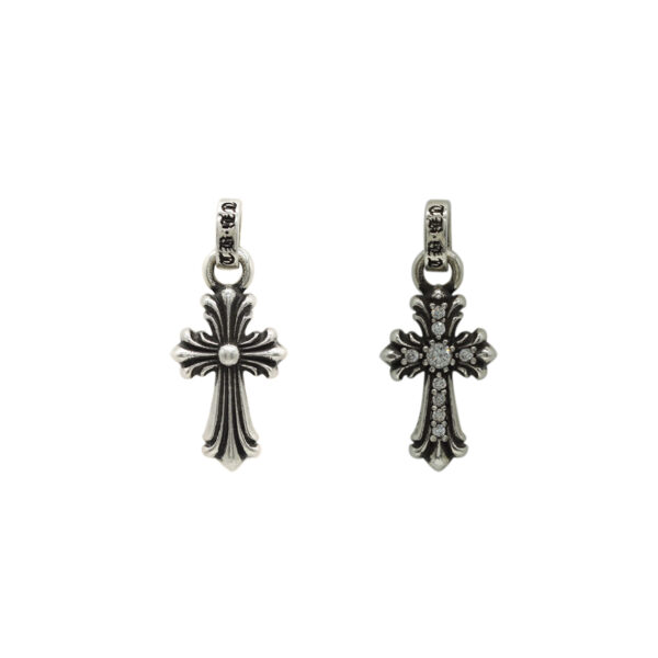 Hand-Set Mini Gothic Cross Earrings | Moissanite Faith-Inspired Jewelry with Vintage Detailing 925 Sterling Silver - Image 3