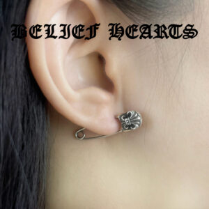 Minimalist Iris Cross Stud Earrings in 925 Sterling Silver | Dual Floral Motif Jewelry for Subtle Gothic Symbolism