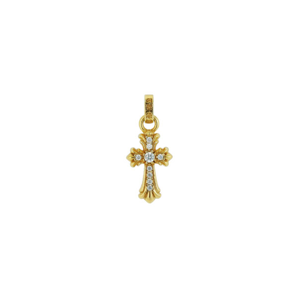 [Petite]Gothic Petite Cross Necklace - 22K Gold Plated 925 Sterling Silver with Hand-Set Moissanite |Miniature Jewelry - Image 4