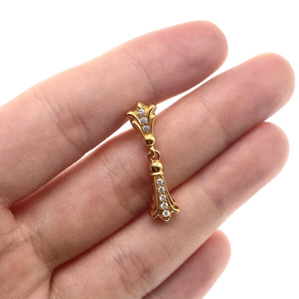 "Vintage Boho Floral Drop Earrings | 925 Gold-Plated Sterling Silver with Moissanite, Everyday Stackable Jewelry" - Image 4
