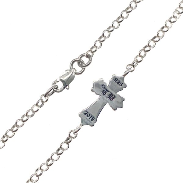 [small]Y2K Gothic Cross Bracelet in 925 Sterling Silver with Lobster Clasp | Dark Unisex Jewelry for Edgy Street Punk - Image 3