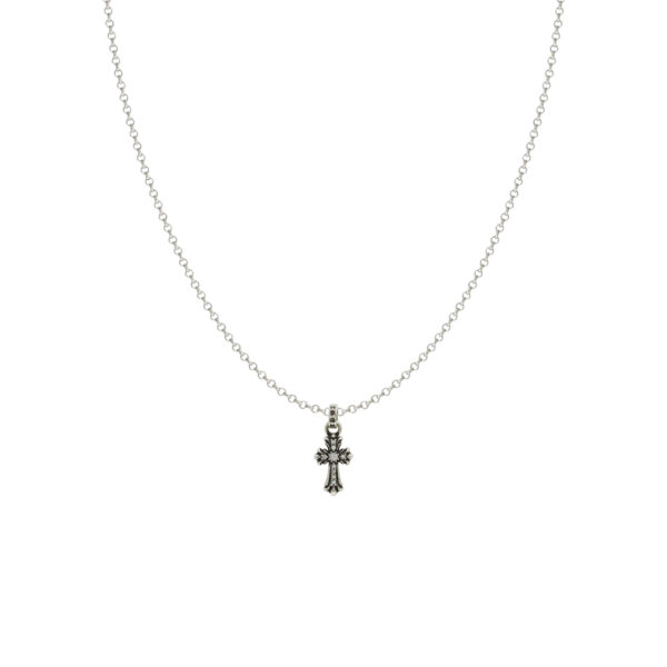 Gothic Moissanite Cross Necklace - Hand-Set Mini Pendant in 925 Sterling Silver - Image 4