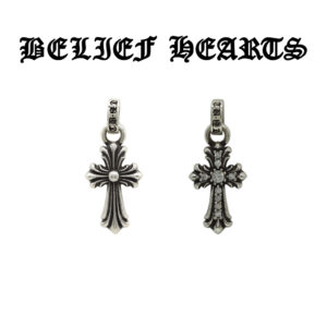 Gothic Moissanite Cross Necklace - Hand-Set Mini Pendant in 925 Sterling Silver