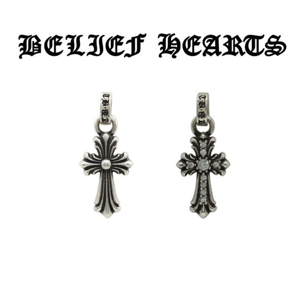 Gothic Moissanite Cross Necklace - Hand-Set Mini Pendant in 925 Sterling Silver