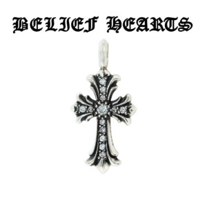 Gothic Cross Pendant Necklace in 925 Sterling Silver | Hand-Set 13 Moissanite Stones, Unisex Couple's Jewelry