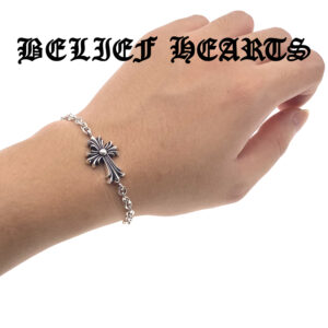 [large]Y2K Gothic Cross Bracelet in 925 Sterling Silver with Lobster Clasp | Dark Unisex Jewelry for Edgy Street Punk