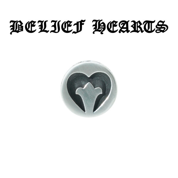 BELIEF HEARTS & Cross Grooved Stud – Deep Etched Streetwear Earring with Signature Carving