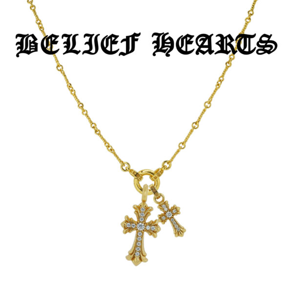 Gothic Boho Gold-Plated Pendant Necklace | Hand-Set Moissanite in 925 Silver & 22K Gold - Image 3