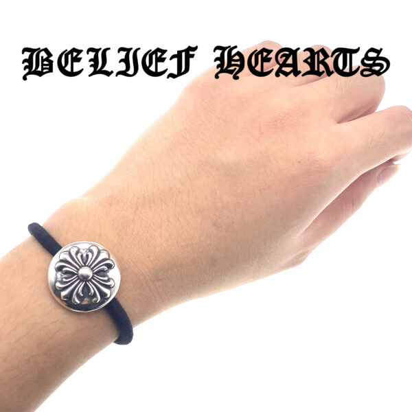 Gothic Medieval Adjustable Elastic Cord Bracelet & Headband | Iris Flower Cross 925 Sterling Silver Ornament Vintage Jewelry - Image 6